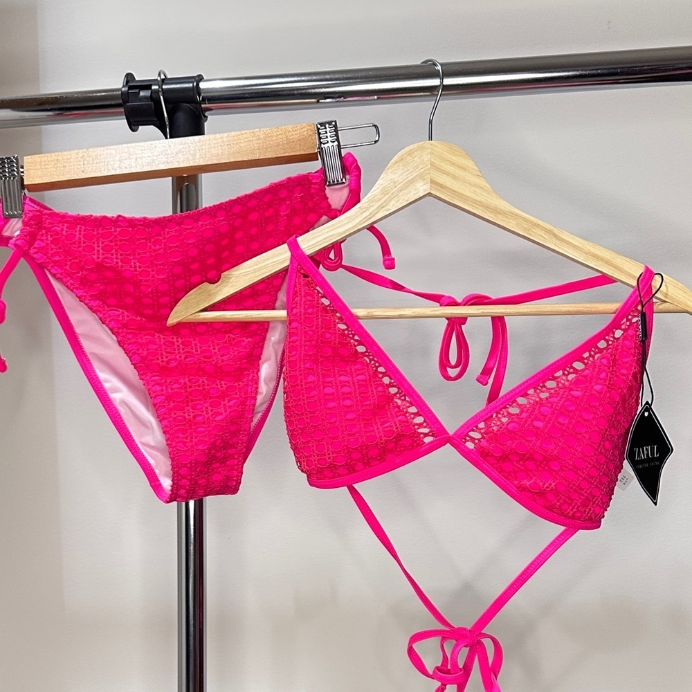 Zaful Deep Pink String Bikini Set, Small
